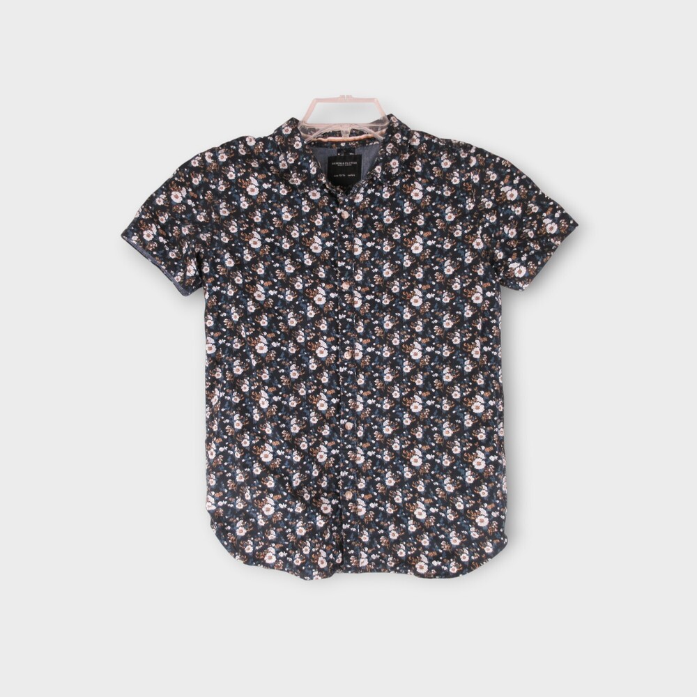 Denim & Flower Printed Button-Up Shirt Size 14 refined heritage cotton